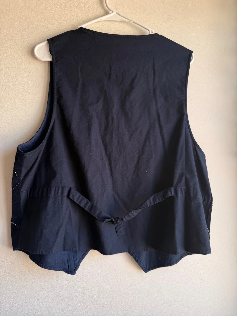 Casey & Max Beaded Sequin Vest Navy Blue Embroidered 100% Cotton Size L